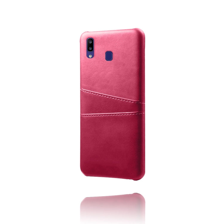 For Samsung Galaxy M10s Calf Texture PC + PU Leather Back Cover Shockproof Case with Dual Card Slots