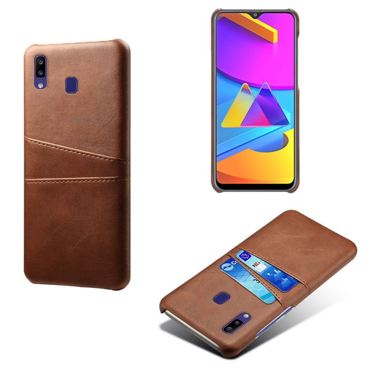 For Samsung Galaxy M10s Calf Texture PC + PU Leather Back Cover Shockproof Case with Dual Card Slots