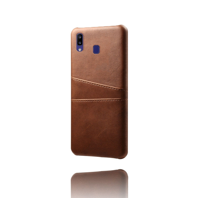 For Samsung Galaxy M10s Calf Texture PC + PU Leather Back Cover Shockproof Case with Dual Card Slots