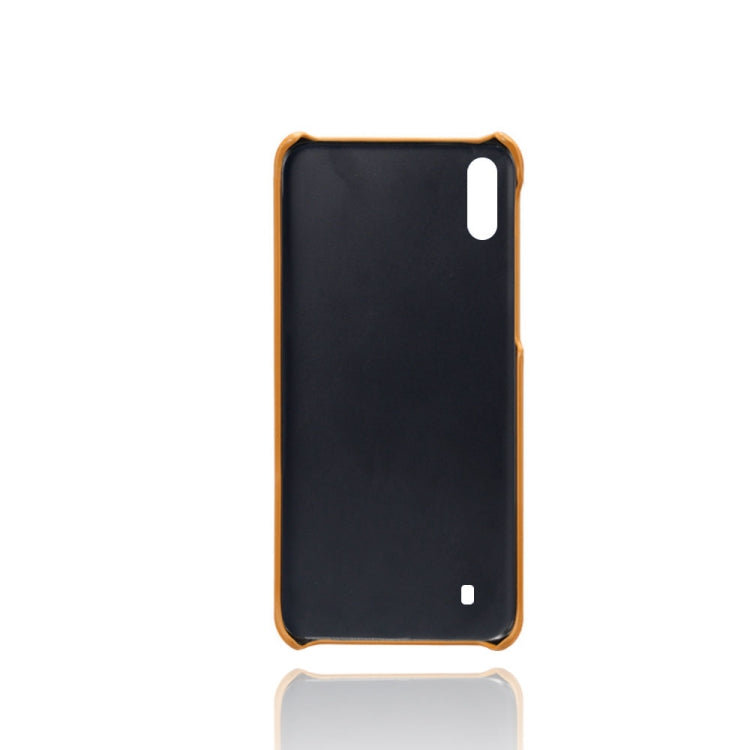 For Samsung Galaxy M10 Calf Texture PC + PU Leather Back Cover Shockproof Case with Dual Card Slots