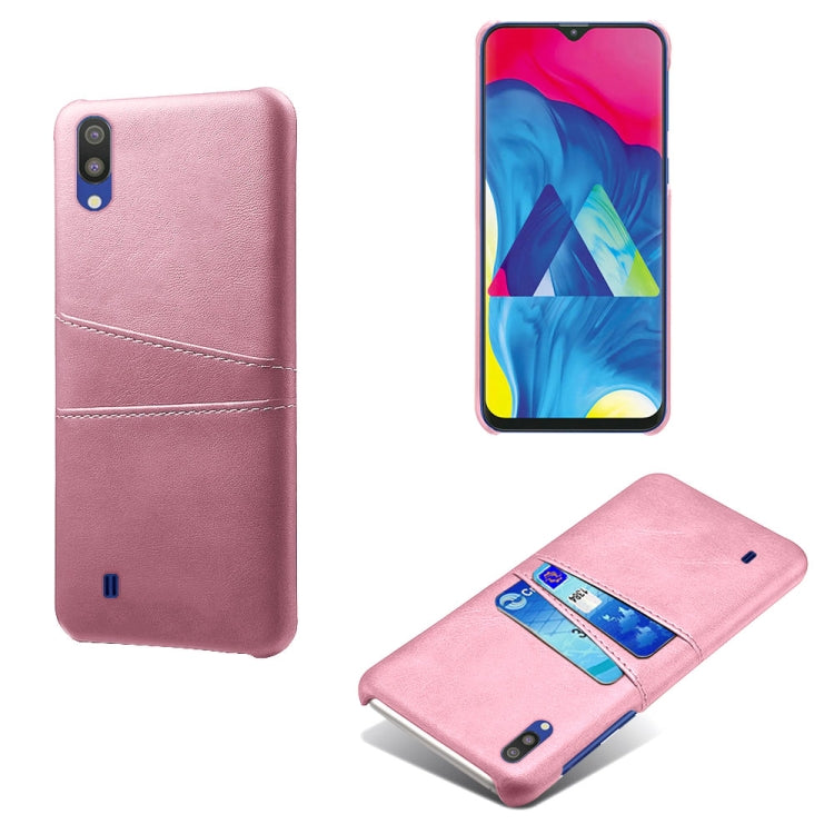 For Samsung Galaxy M10 Calf Texture PC + PU Leather Back Cover Shockproof Case with Dual Card Slots