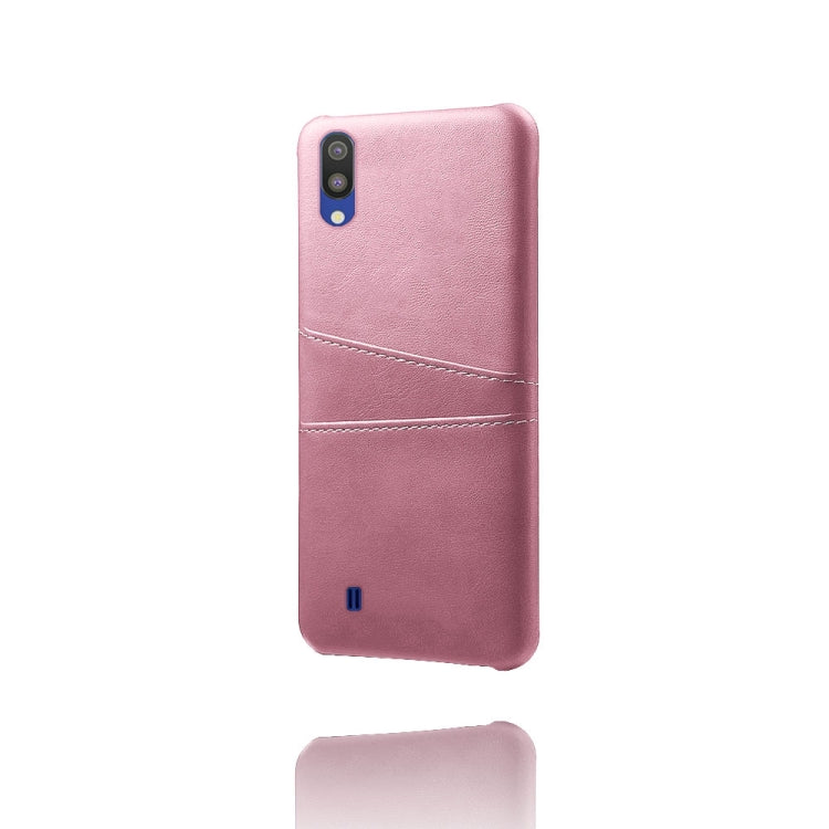 For Samsung Galaxy M10 Calf Texture PC + PU Leather Back Cover Shockproof Case with Dual Card Slots