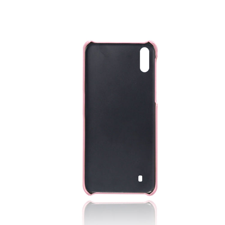 For Samsung Galaxy M10 Calf Texture PC + PU Leather Back Cover Shockproof Case with Dual Card Slots