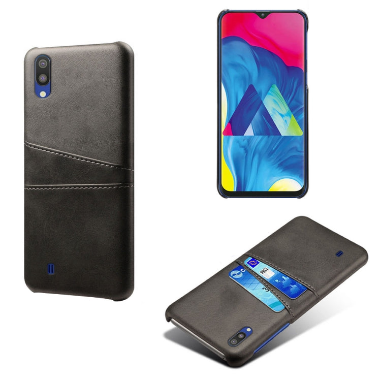 For Samsung Galaxy M10 Calf Texture PC + PU Leather Back Cover Shockproof Case with Dual Card Slots