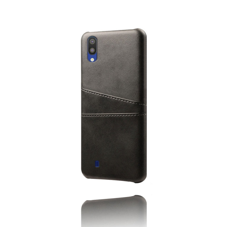 For Samsung Galaxy M10 Calf Texture PC + PU Leather Back Cover Shockproof Case with Dual Card Slots