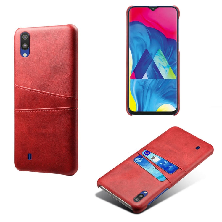 For Samsung Galaxy M10 Calf Texture PC + PU Leather Back Cover Shockproof Case with Dual Card Slots