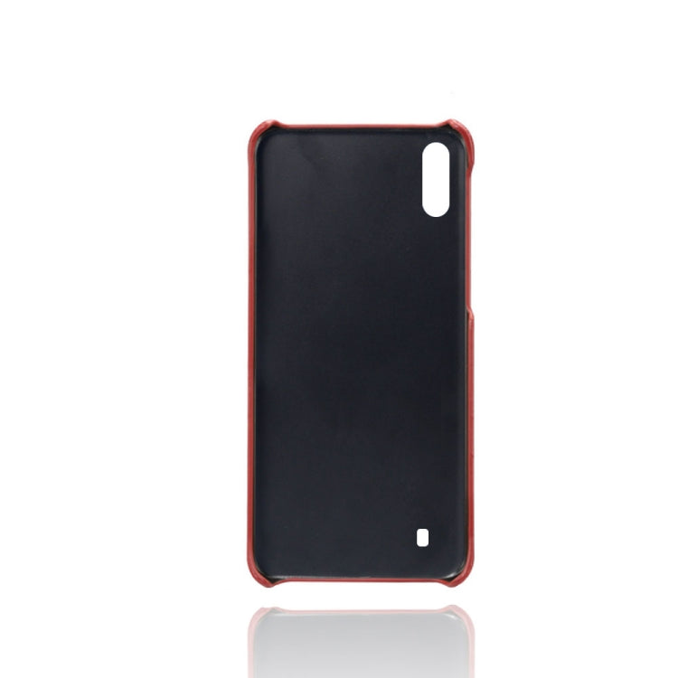 For Samsung Galaxy M10 Calf Texture PC + PU Leather Back Cover Shockproof Case with Dual Card Slots