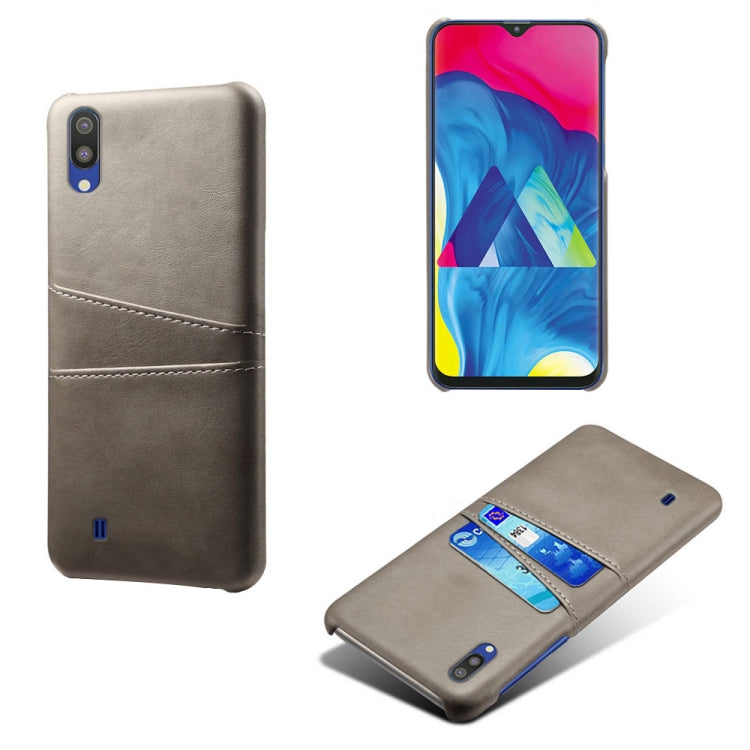 For Samsung Galaxy M10 Calf Texture PC + PU Leather Back Cover Shockproof Case with Dual Card Slots