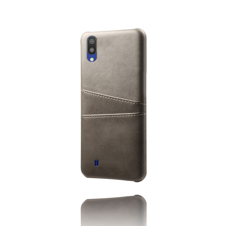 For Samsung Galaxy M10 Calf Texture PC + PU Leather Back Cover Shockproof Case with Dual Card Slots