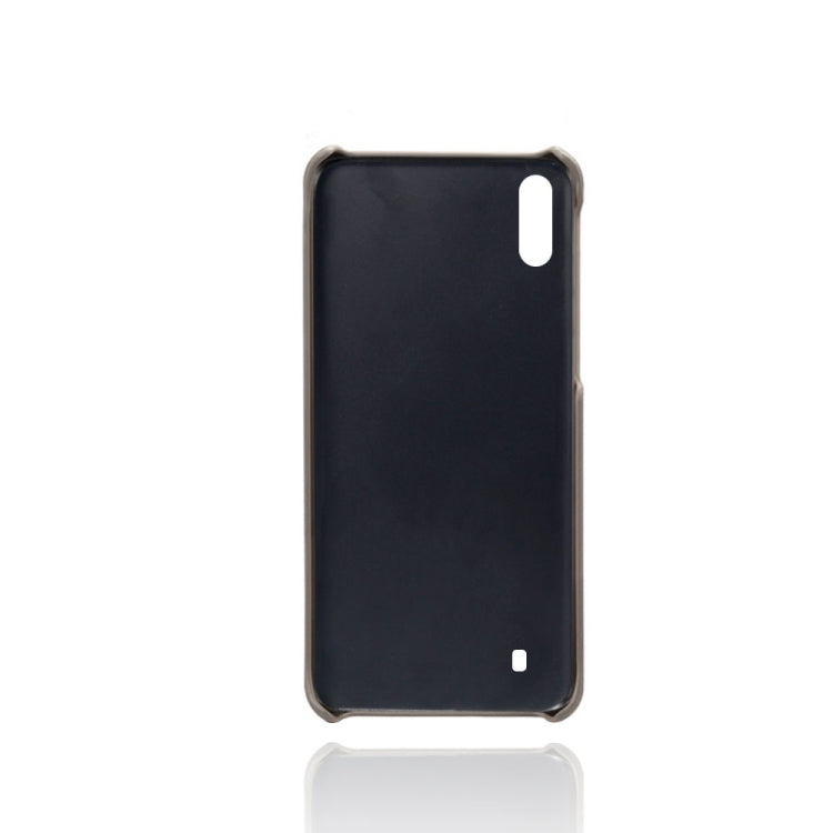 For Samsung Galaxy M10 Calf Texture PC + PU Leather Back Cover Shockproof Case with Dual Card Slots