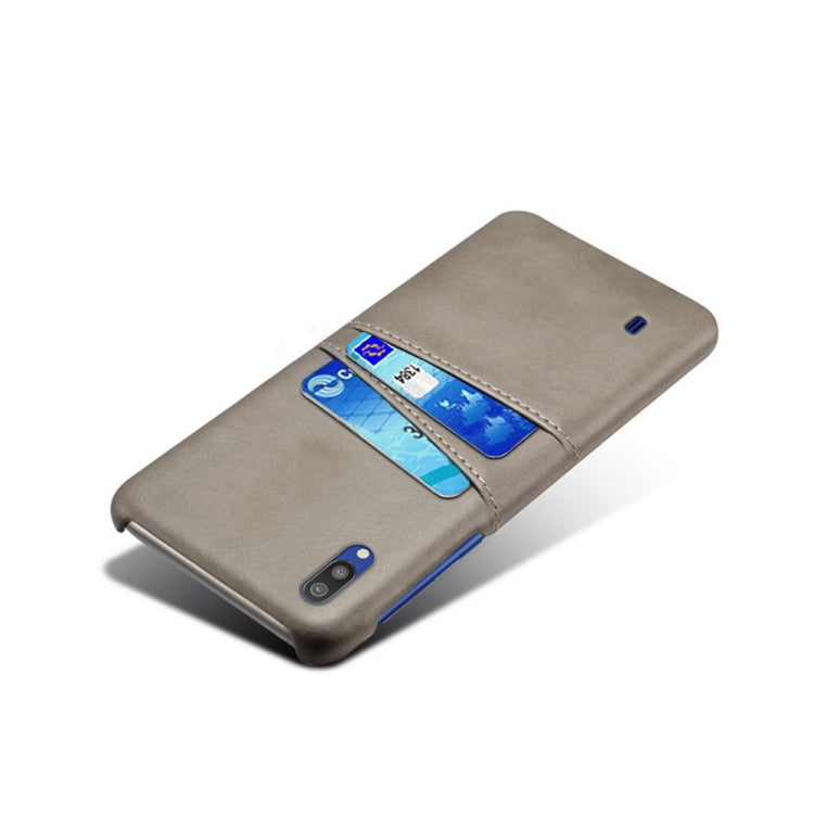 For Samsung Galaxy M10 Calf Texture PC + PU Leather Back Cover Shockproof Case with Dual Card Slots