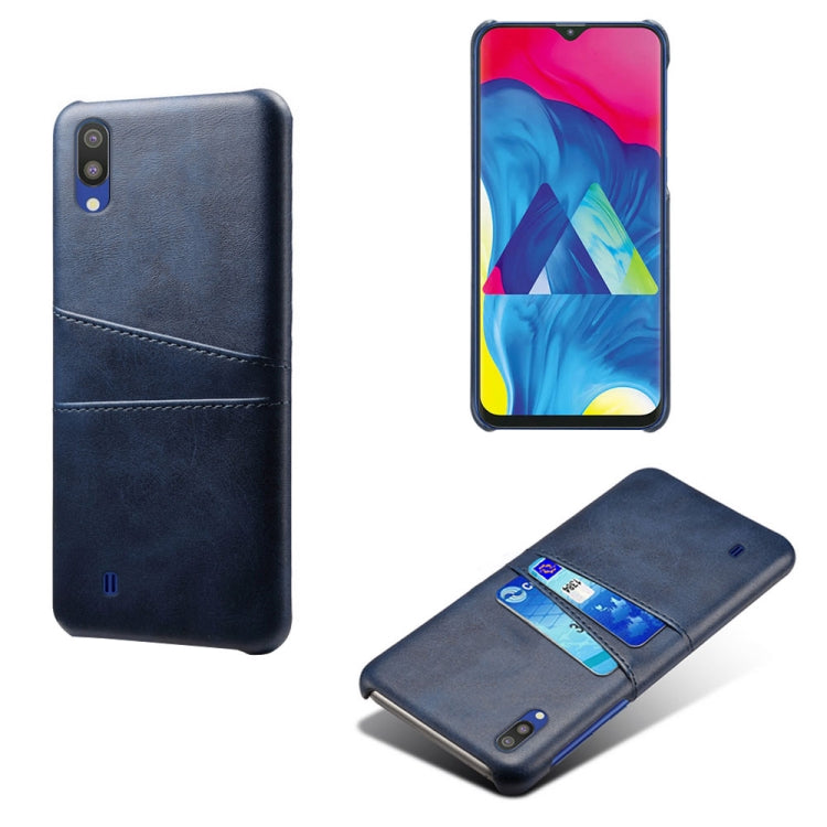 For Samsung Galaxy M10 Calf Texture PC + PU Leather Back Cover Shockproof Case with Dual Card Slots
