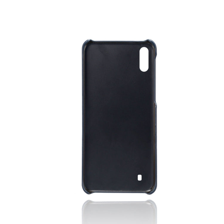For Samsung Galaxy M10 Calf Texture PC + PU Leather Back Cover Shockproof Case with Dual Card Slots