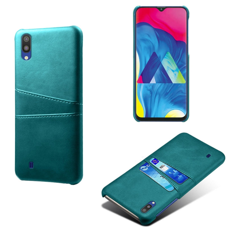 For Samsung Galaxy M10 Calf Texture PC + PU Leather Back Cover Shockproof Case with Dual Card Slots