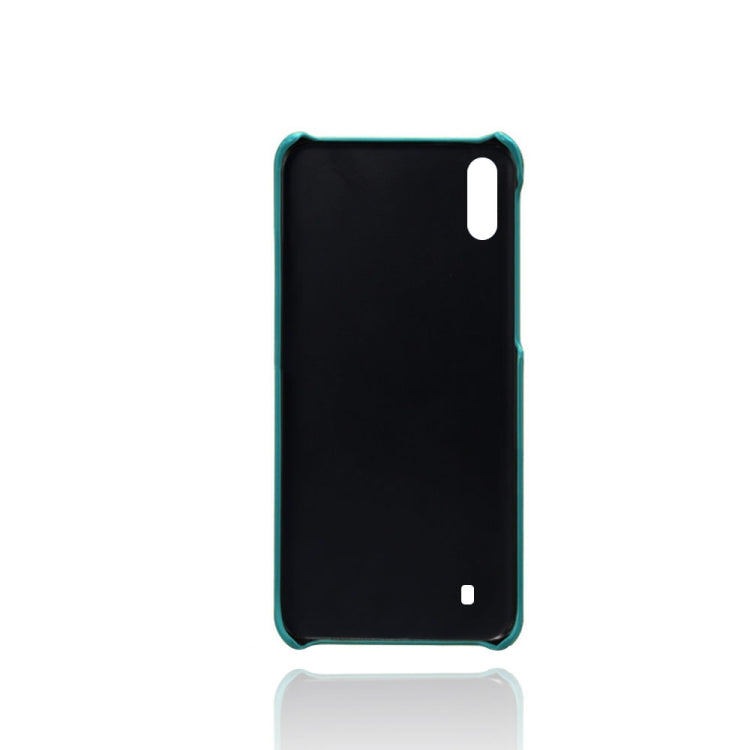 For Samsung Galaxy M10 Calf Texture PC + PU Leather Back Cover Shockproof Case with Dual Card Slots