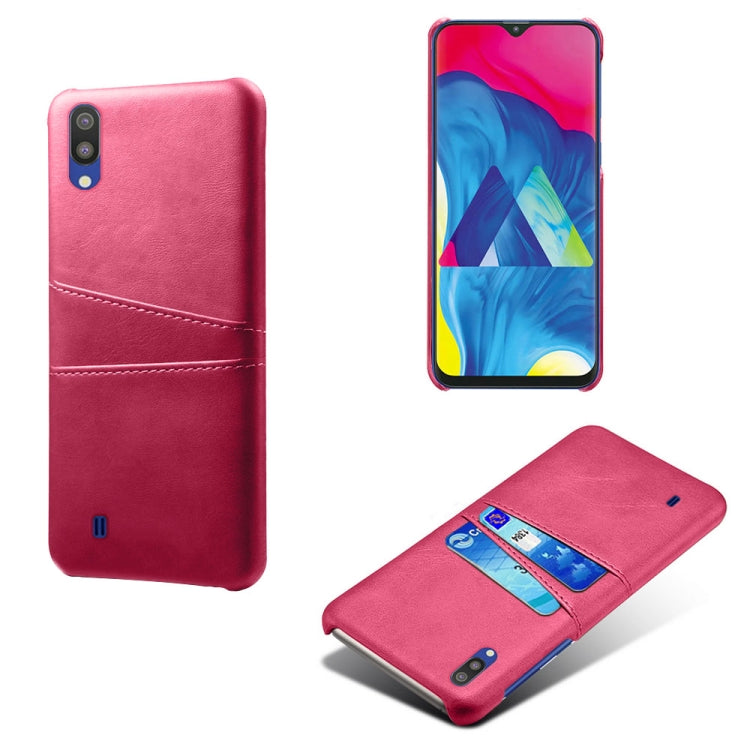 For Samsung Galaxy M10 Calf Texture PC + PU Leather Back Cover Shockproof Case with Dual Card Slots