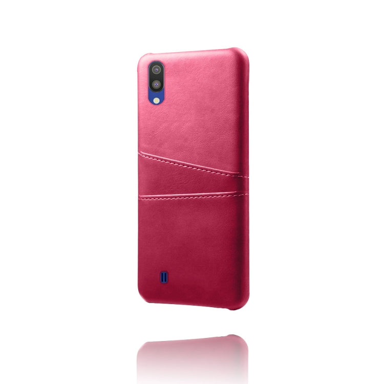 For Samsung Galaxy M10 Calf Texture PC + PU Leather Back Cover Shockproof Case with Dual Card Slots