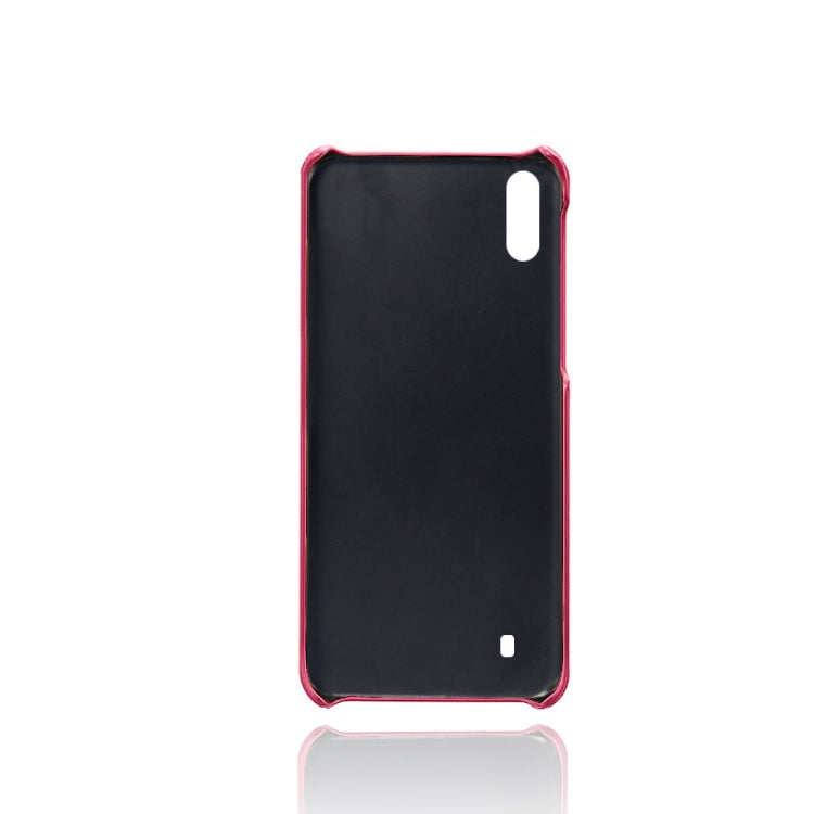 For Samsung Galaxy M10 Calf Texture PC + PU Leather Back Cover Shockproof Case with Dual Card Slots