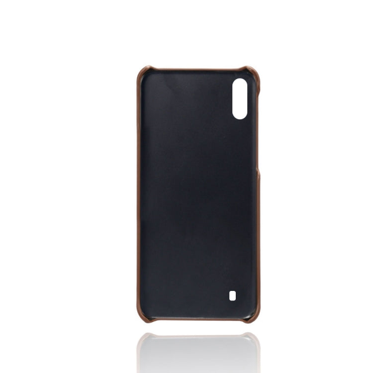 For Samsung Galaxy M10 Calf Texture PC + PU Leather Back Cover Shockproof Case with Dual Card Slots