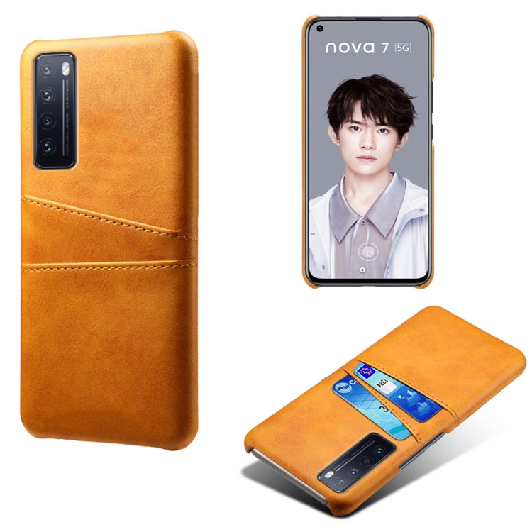 For Huawei nova 7 5G Calf Texture PC + PU Leather Back Cover Shockproof Case with Dual Card Slots