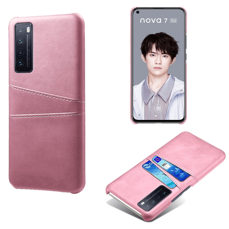For Huawei nova 7 5G Calf Texture PC + PU Leather Back Cover Shockproof Case with Dual Card Slots