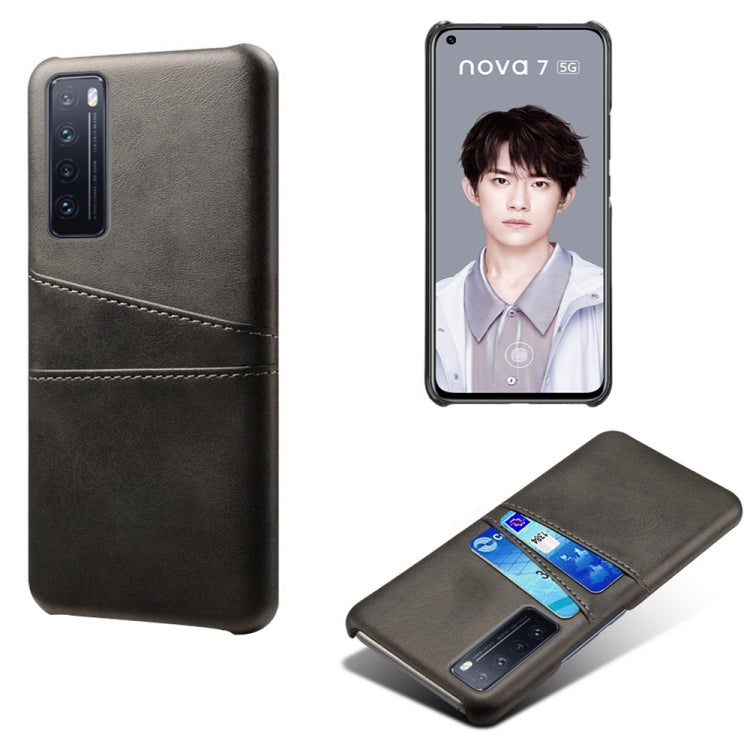 For Huawei nova 7 5G Calf Texture PC + PU Leather Back Cover Shockproof Case with Dual Card Slots