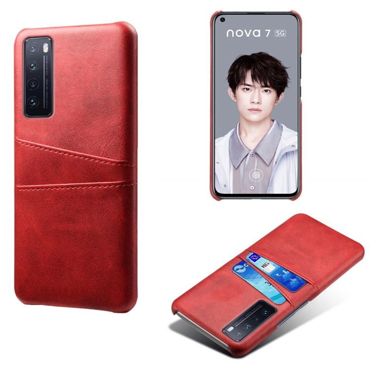 For Huawei nova 7 5G Calf Texture PC + PU Leather Back Cover Shockproof Case with Dual Card Slots