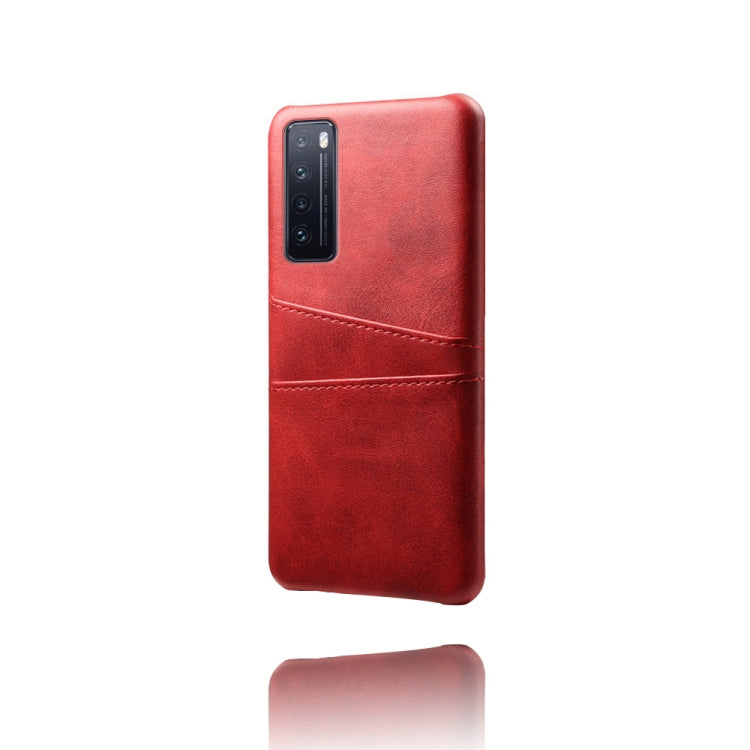 For Huawei nova 7 5G Calf Texture PC + PU Leather Back Cover Shockproof Case with Dual Card Slots