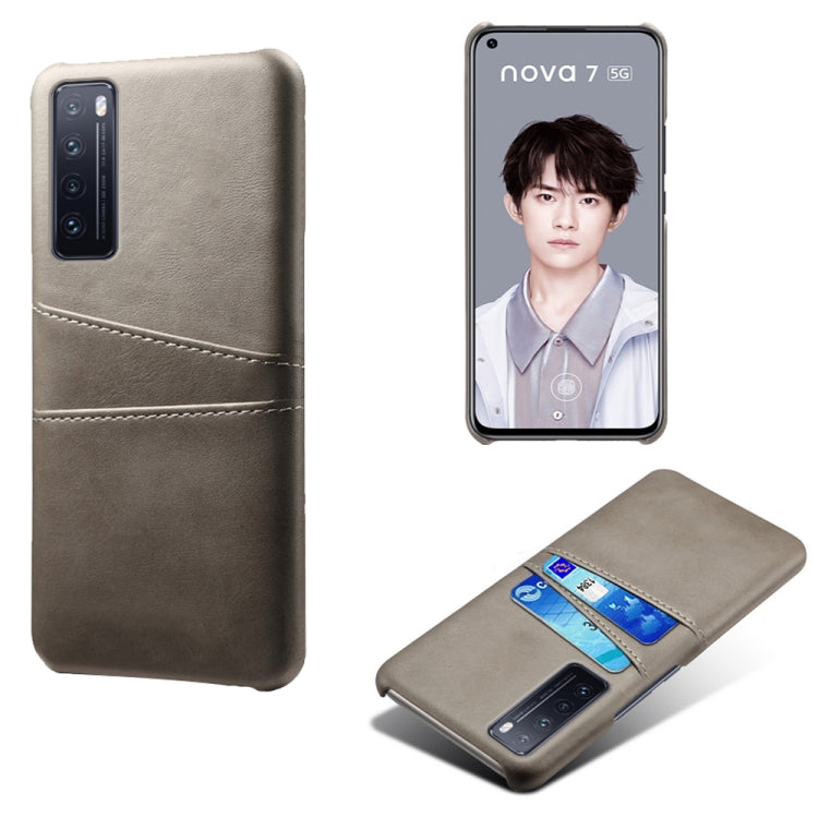 For Huawei nova 7 5G Calf Texture PC + PU Leather Back Cover Shockproof Case with Dual Card Slots