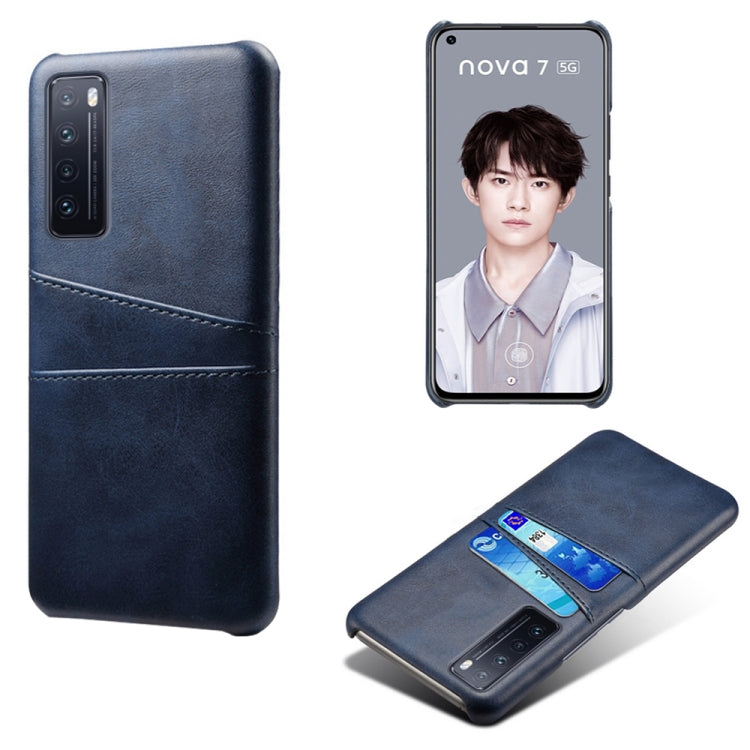 For Huawei nova 7 5G Calf Texture PC + PU Leather Back Cover Shockproof Case with Dual Card Slots