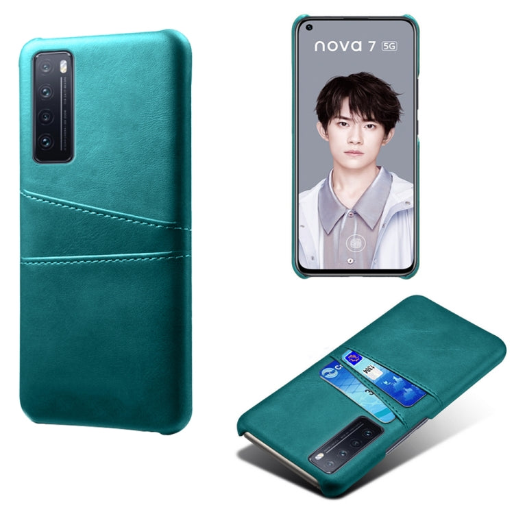 For Huawei nova 7 5G Calf Texture PC + PU Leather Back Cover Shockproof Case with Dual Card Slots
