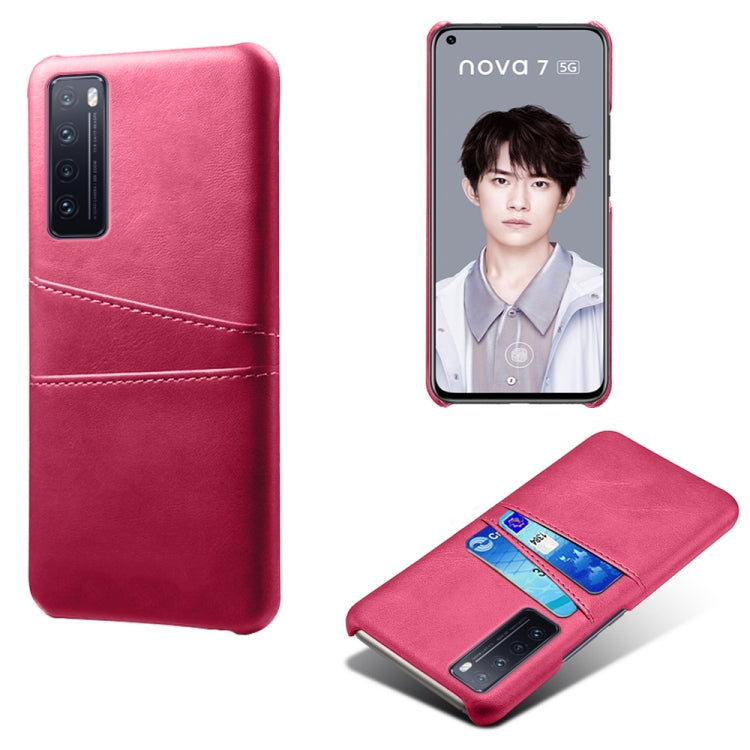 For Huawei nova 7 5G Calf Texture PC + PU Leather Back Cover Shockproof Case with Dual Card Slots
