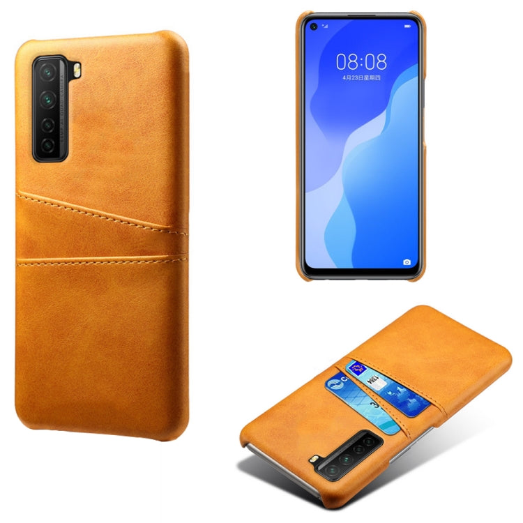 For Huawei nova 7 SE Calf Texture PC + PU Leather Back Cover Shockproof Case with Dual Card Slots