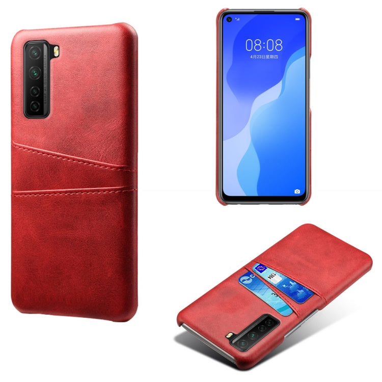 For Huawei nova 7 SE Calf Texture PC + PU Leather Back Cover Shockproof Case with Dual Card Slots