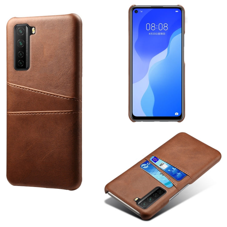 For Huawei nova 7 SE Calf Texture PC + PU Leather Back Cover Shockproof Case with Dual Card Slots