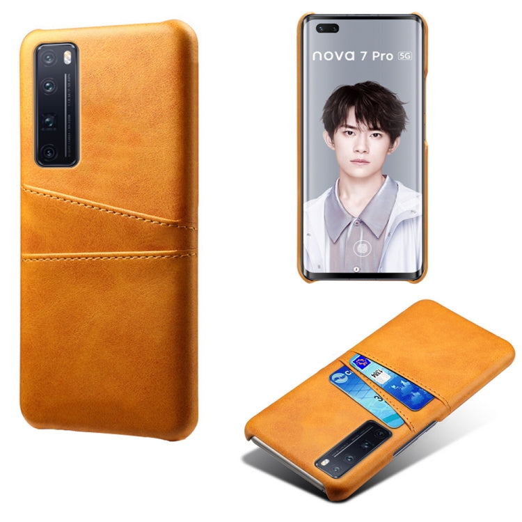 For Huawei nova 7 Pro Calf Texture PC + PU Leather Back Cover Shockproof Case with Dual Card Slots
