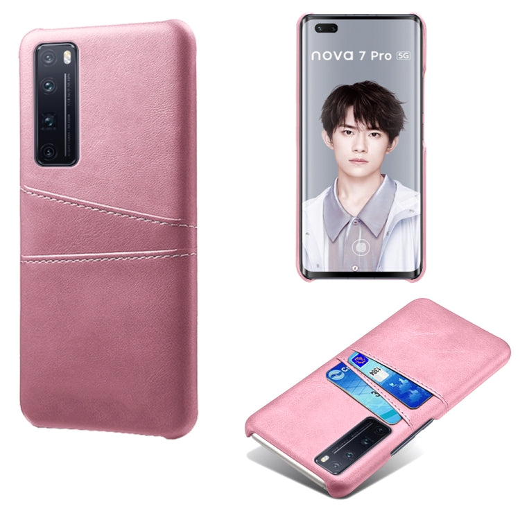 For Huawei nova 7 Pro Calf Texture PC + PU Leather Back Cover Shockproof Case with Dual Card Slots