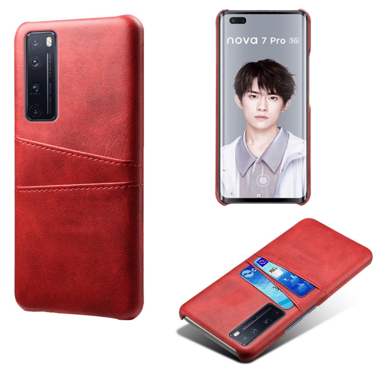 For Huawei nova 7 Pro Calf Texture PC + PU Leather Back Cover Shockproof Case with Dual Card Slots