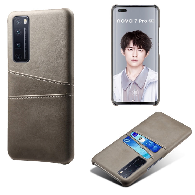 For Huawei nova 7 Pro Calf Texture PC + PU Leather Back Cover Shockproof Case with Dual Card Slots