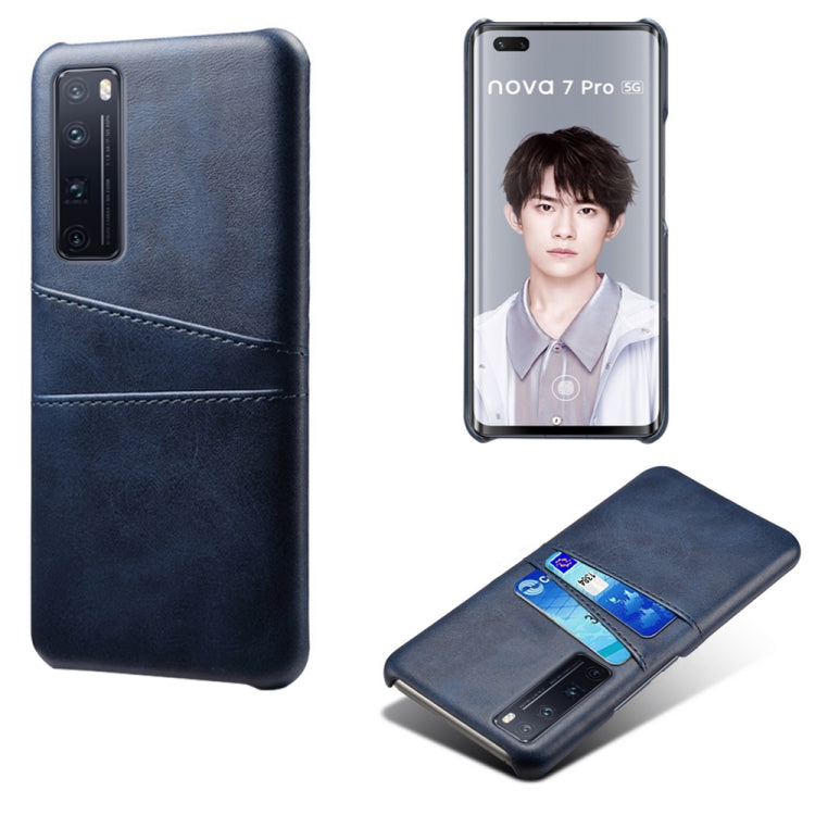 For Huawei nova 7 Pro Calf Texture PC + PU Leather Back Cover Shockproof Case with Dual Card Slots