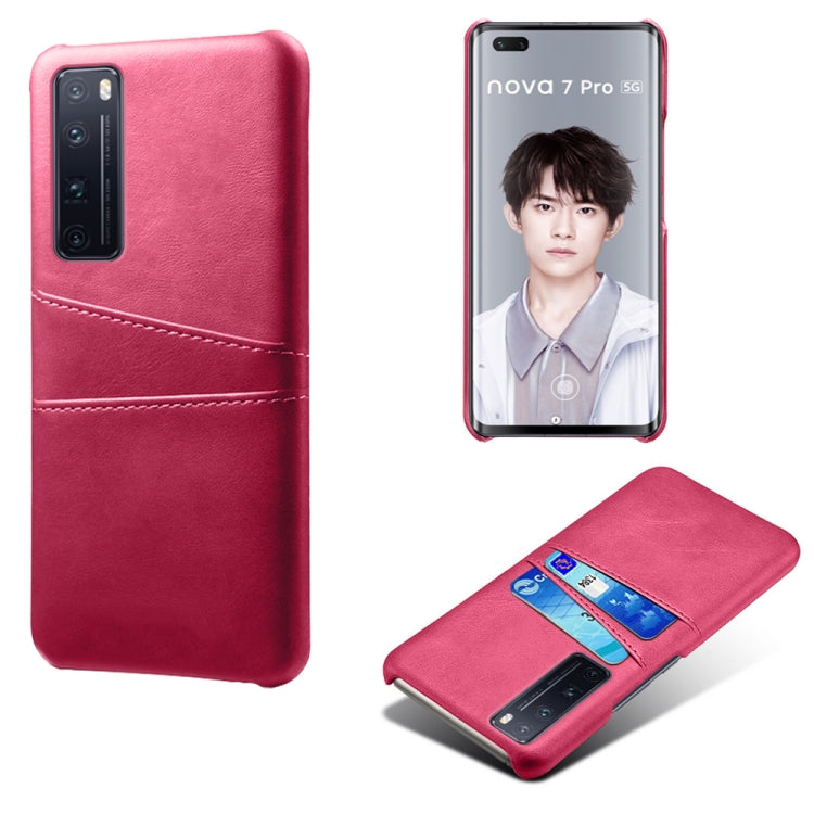 For Huawei nova 7 Pro Calf Texture PC + PU Leather Back Cover Shockproof Case with Dual Card Slots