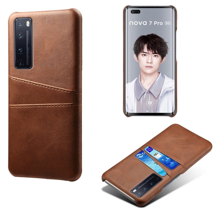 For Huawei nova 7 Pro Calf Texture PC + PU Leather Back Cover Shockproof Case with Dual Card Slots