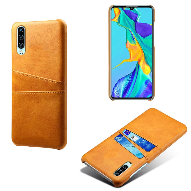For Huawei P30 Calf Texture PC + PU Leather Back Cover Shockproof Case with Dual Card Slots