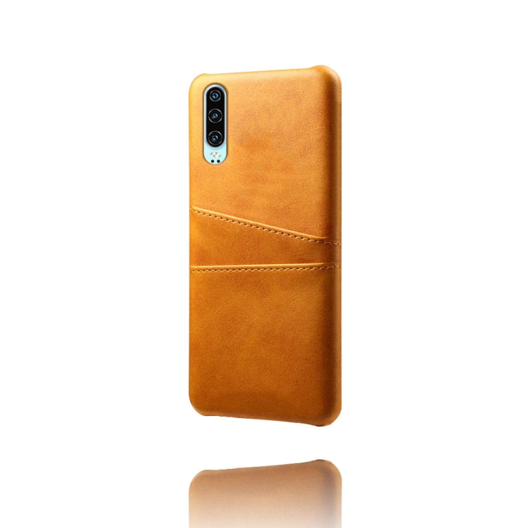For Huawei P30 Calf Texture PC + PU Leather Back Cover Shockproof Case with Dual Card Slots