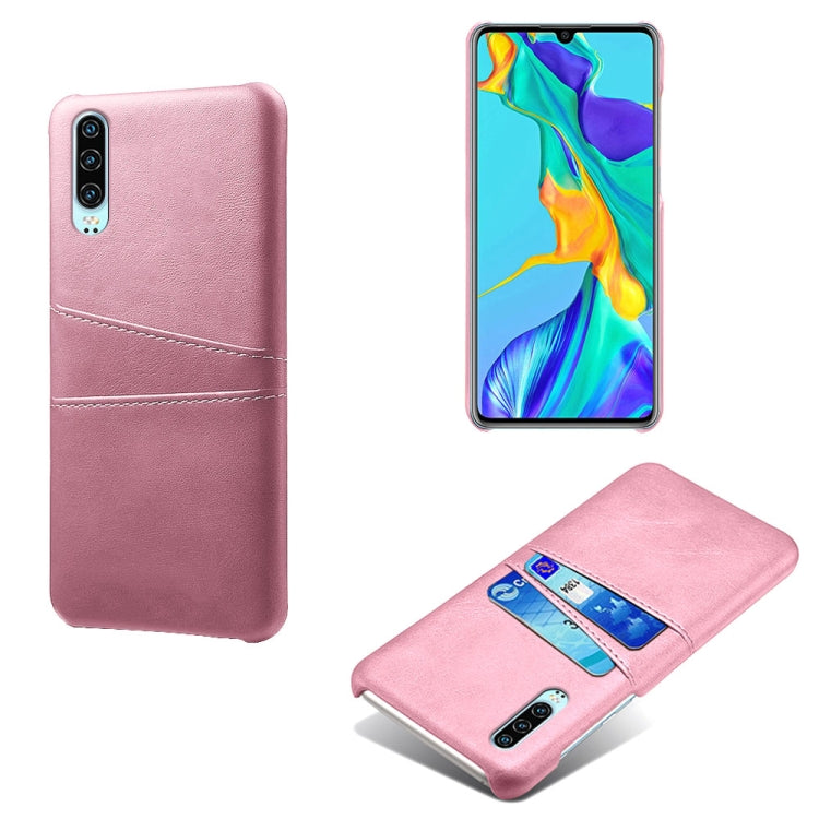 For Huawei P30 Calf Texture PC + PU Leather Back Cover Shockproof Case with Dual Card Slots