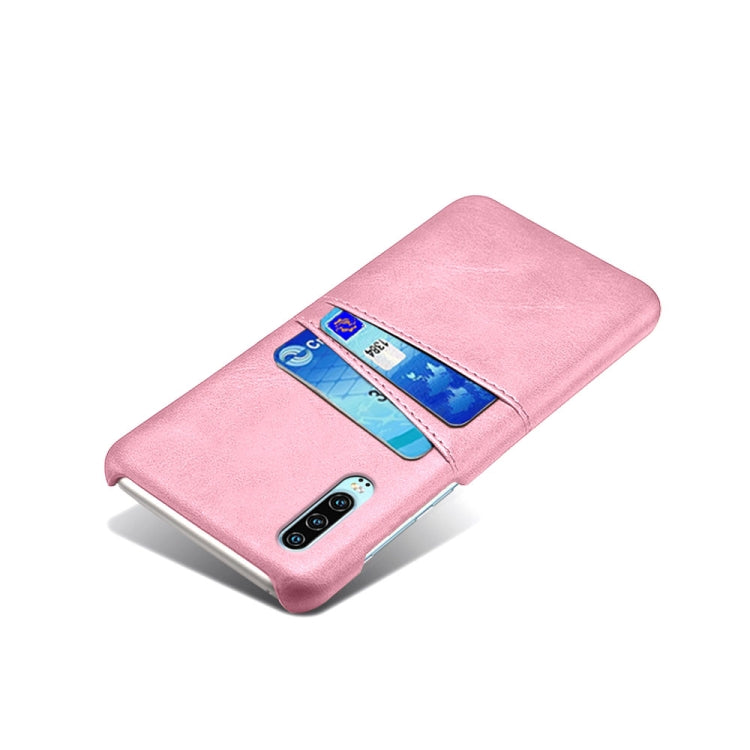 For Huawei P30 Calf Texture PC + PU Leather Back Cover Shockproof Case with Dual Card Slots