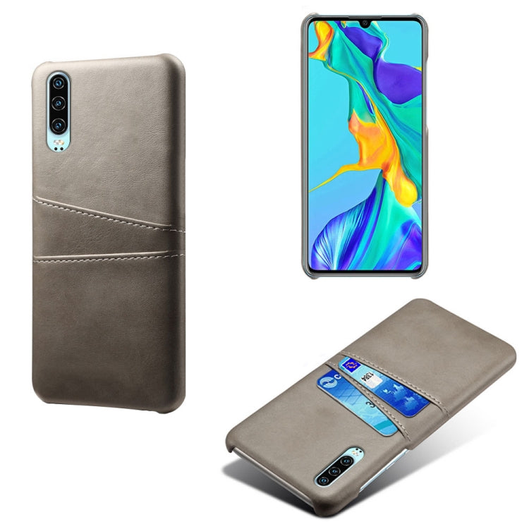 For Huawei P30 Calf Texture PC + PU Leather Back Cover Shockproof Case with Dual Card Slots