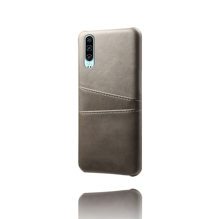 For Huawei P30 Calf Texture PC + PU Leather Back Cover Shockproof Case with Dual Card Slots