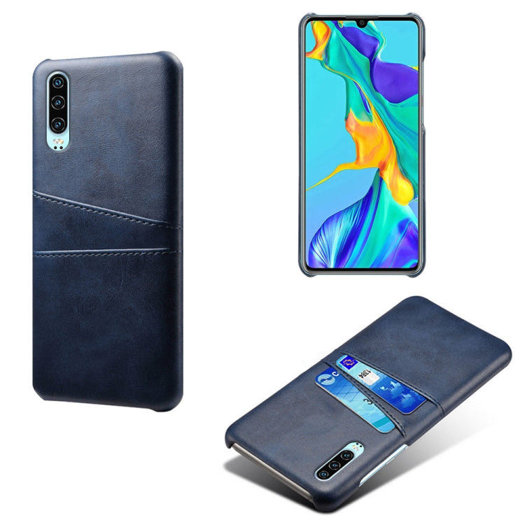 For Huawei P30 Calf Texture PC + PU Leather Back Cover Shockproof Case with Dual Card Slots