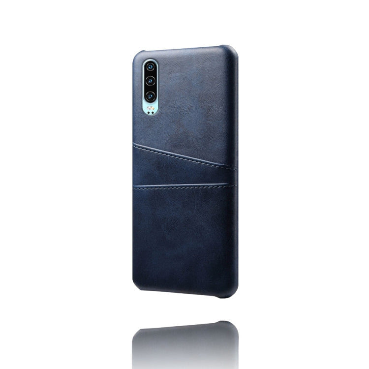 For Huawei P30 Calf Texture PC + PU Leather Back Cover Shockproof Case with Dual Card Slots